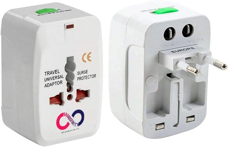 Universal Travel Adapter Pack of 2, International Plug Adaptor for Worldwide Compatibility for Easy Charging, Lightweight and Compact, Ideal for International Travel - Pack of 2