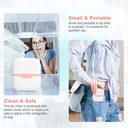 Leeshine Ice Roller for Face and Eyes - Facial Skin Care Tools with 2 in 1 Face Roller and Travel Case, Self Care Gift for Men Women (Pink)