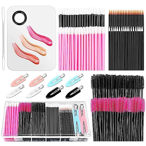 Vineen YHOME 230PCS Disposable Makeup Applicators Kit - Artist Supplies With Lip Brushes, Eyeliner Brushes, Mascara Wands, Hair Clips and Storage Box