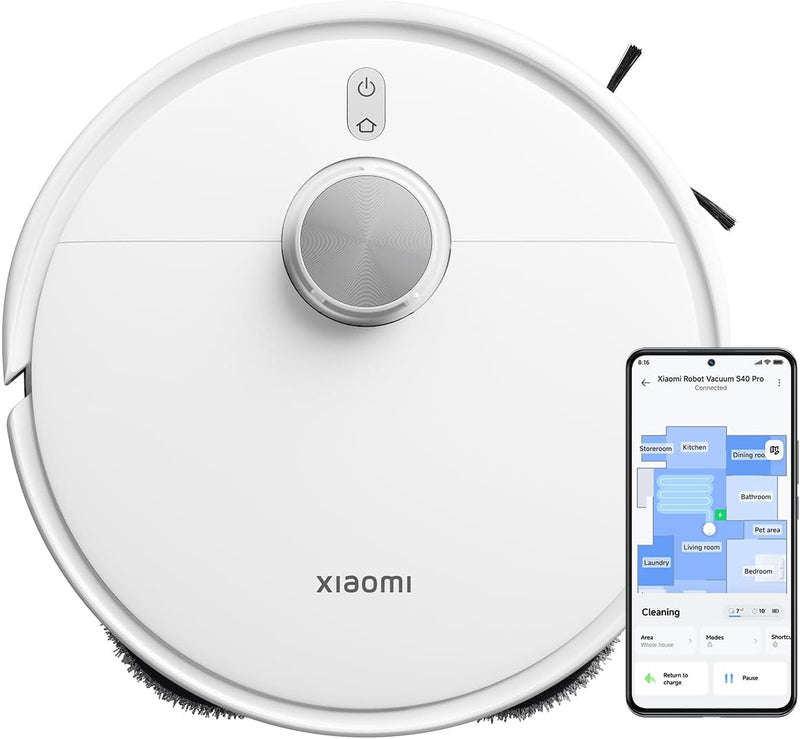 Xiaomi Robot Vacuum S40 Pro 15,000Pa Suction, Dual-Extending Arms, LDS Navigation, Smart Carpet Detection, App Control (S20+ Upgraded)