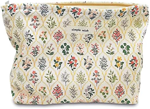 STARDW Flower Cosmetic Bags Makeup Bags for Women and Girls,Travel Makeup Bag Large Capacity Canvas Makeup Bag,Makeup Organizer Bag Zipper Pouch, Embossed pink, Large Capacity Aesthetic Makeup Bags