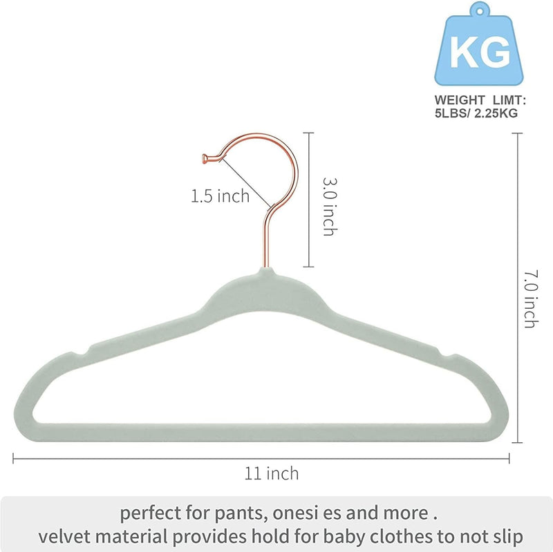 Red Dot Gift® 15-Pack Baby Velvet Hangers 11Inch - Nursery Clothes Hangers Non Slip Toddler Hangers, 360 Chrome Swivel Hook (Pink)