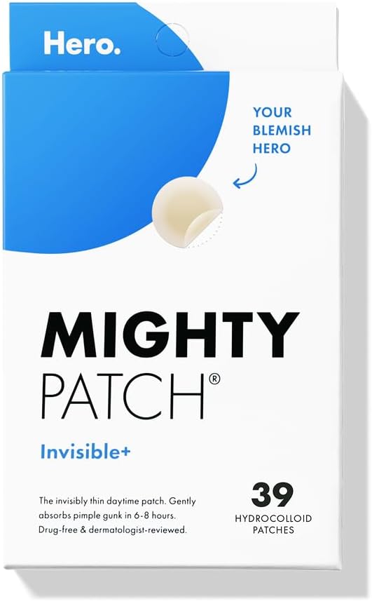 Mighty Patch Invisible Hydrocolloid Acne Pimple Patch Ultra Thin Spot Treatment (39 count) for Face and Day, Vegan, Cruelty-Free