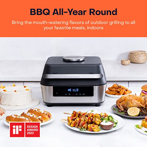 Nutricook Smart Indoor Grill & Air Fryer XL 8.5 Liters, , with Built in Thermometer,Grill,Air Fry,Roast,Bake,Dehydrate & Reheat, Black/SS, 1760 Watts, AFG960, 2 Years limited Warranty