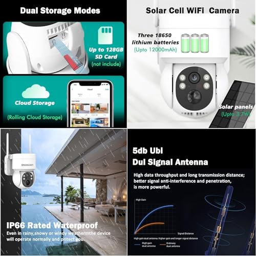 Salor Security Cameras Wireless Outdoor Ultra HD 2K 4MP Human AI Detection Dual 360° View Camera Outside 2.4 GHz WiFi Home Security with Spotlight Color Night Vision（Inclouded 128G TF Card）