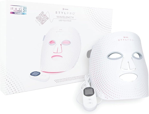 stylPro Wavelength LED Face Mask - Multi-Mode Skincare with Red, Blue, Near-Infrared Light for Wrinkles, Blemishes - Flexible, Rechargeable, User-Friendly, Designed in UK, Professional-Grade