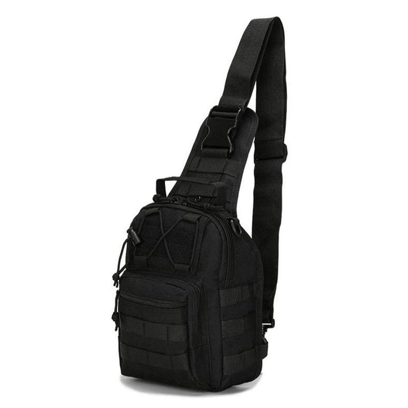 Tactical Shoulder Sling Bag, Small Outdoor Chest Pack, Military Molle Multifunctional Shoulder Messenger Crossbody for Men Traveling, Hiking, Camping (Black)