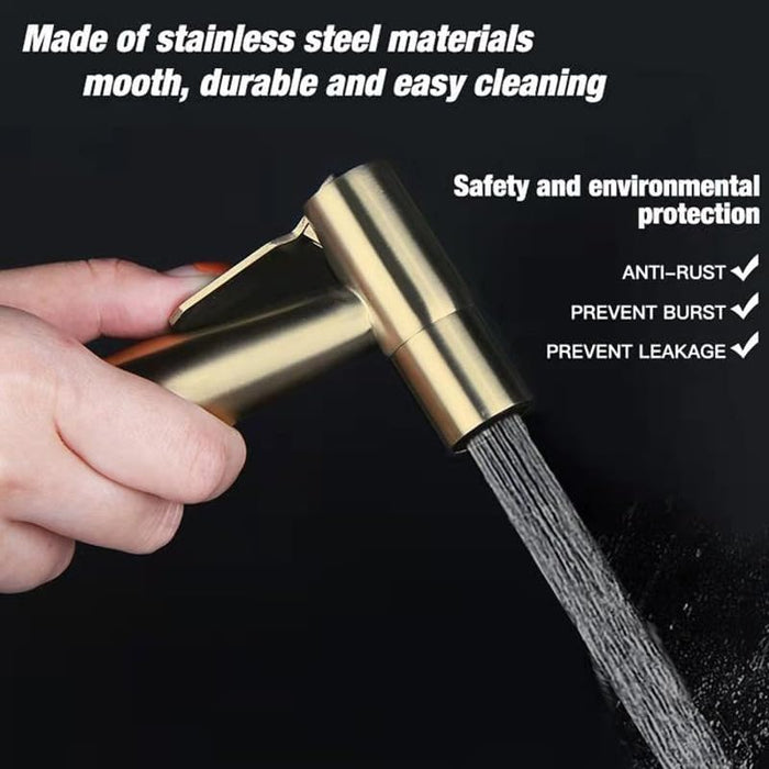 2 Pieces Bidet Toilet Sprayer Head Stainless Steel Handheld Bidet Sprayer Cloth Bathroom Diaper Sprayer for Kitchen and Toilet Cleaning (Bidet Sprayer Head) Golden