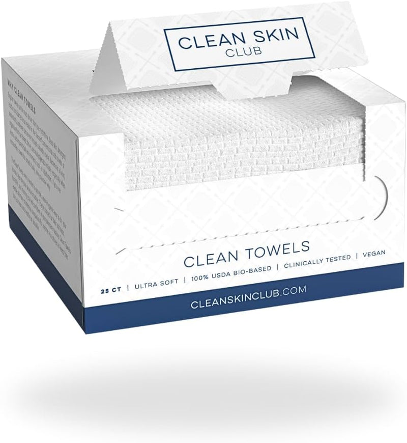 CLEAN SKIN CLUB Clean Towels | Worlds 1ST Biodegradable Face Towel | Disposable Makeup Removing Wipes | Dermatology Tested & Approved | 100% Organic & Cruelty Free | Super Soft For Sensitive Skin