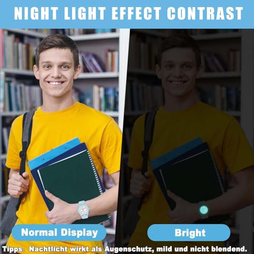 Wisfunlly Kids Analog Watch for Boys Girls, Waterproof Time Teaching Watch with Night Light, Teenager Children Watches Easy to Read and Learning Time for Children 6-18