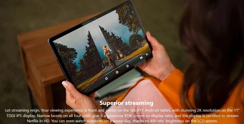 Lenovo Tab P11 4GB  64GB Storage 11" Stunning 2K Resolution Display with Snapdragon 662 Processor International Version - Slate Gray (Charging Adapter Sold Separately)