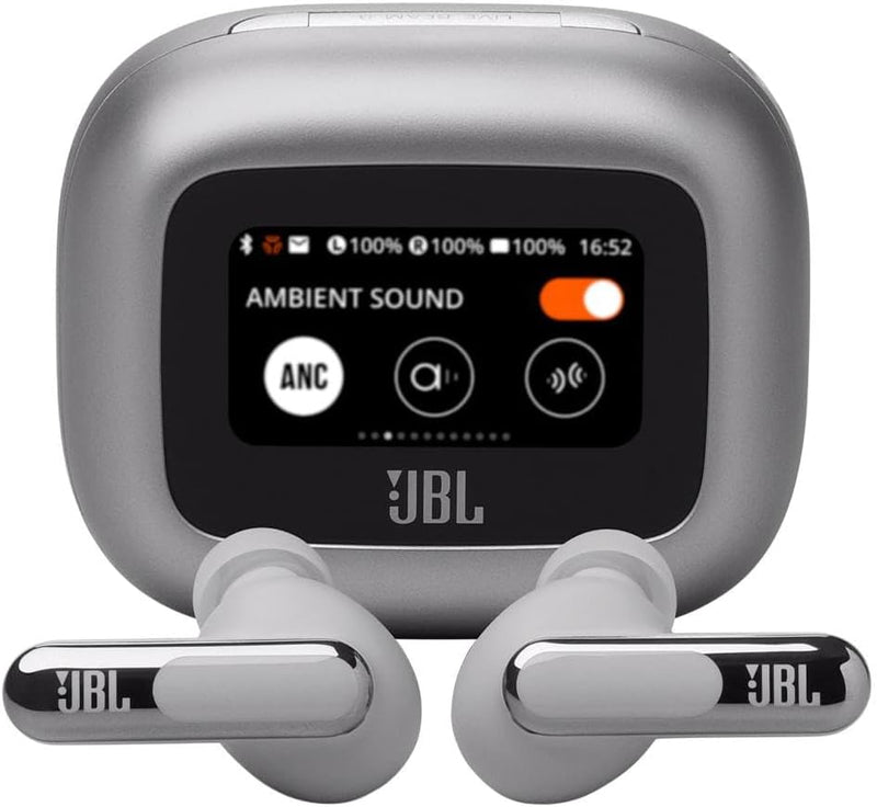 JBL LIVE FLEX 3 True wireless noise-cancelling earbuds with open-stick design and 50 hours total playback plus wireless charging, Blue