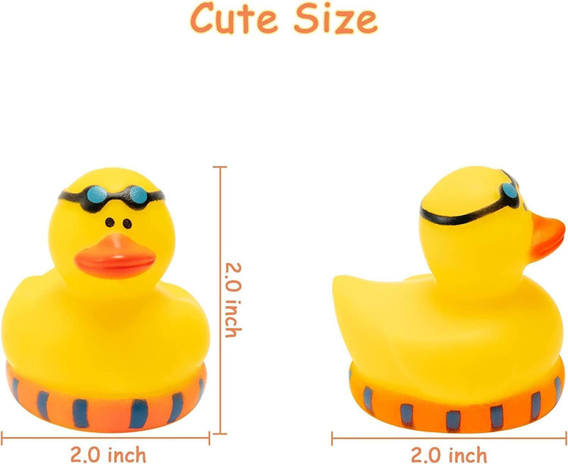 Haooryx 20Pcs Summer Beach Rubber Duckies Float Bathtub Ducky Swimming Pool Toys Summer Theme Novelty Funny Squeeze Ducks for Kids Birthday Party Favors Prize Rewards Baby Shower Bath Toys Decoration