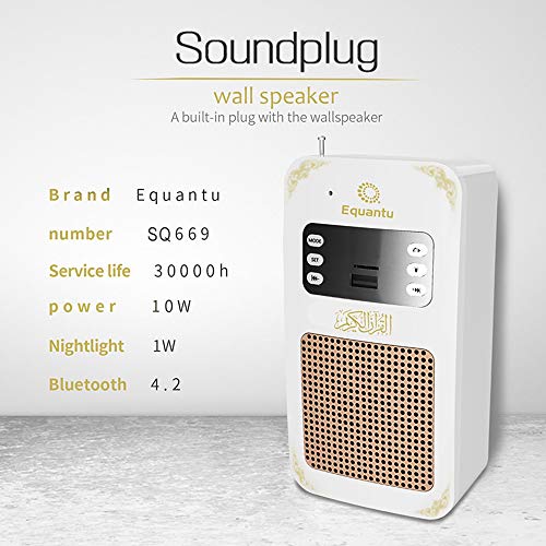 JIANFEI LIANG Portable Small Bluetooth Speaker MP3 Arabic Translator Quran Player with USB Jack (White)