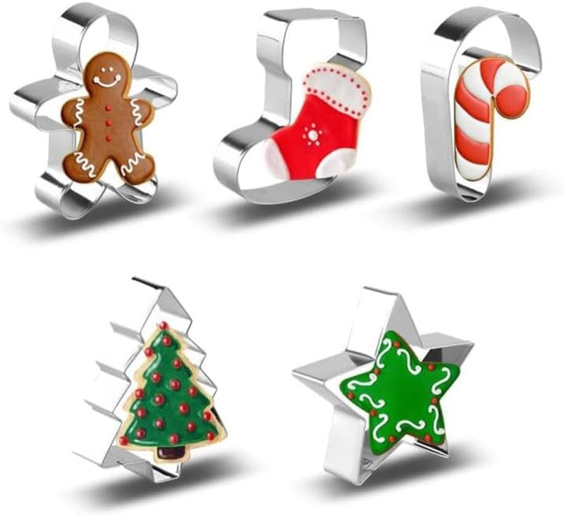 15PCS Stainless Steel Baking Mould, Gingerbread Boy, Christmas Tree, Candy Cane Merry Christmas Party Supplies Decorations Moulds Stamps
