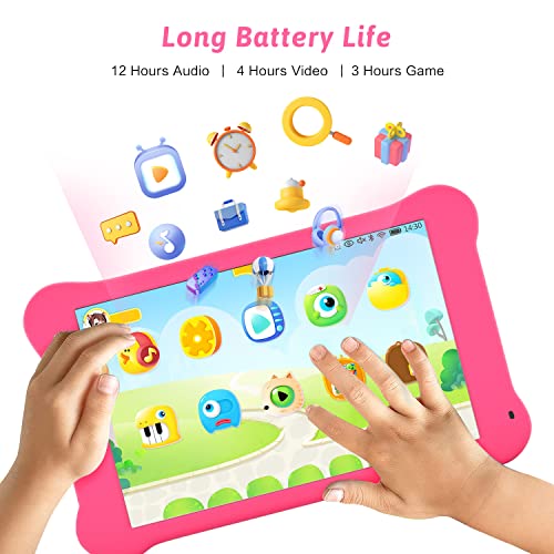AEEZO Kids Tablet 7 inch WiFi Android 10 Tablet PC FHD 1024x600 IPS Screen, 2GB RAM 32GB ROM, Parental Control Tablet (Pink) (New Pink)