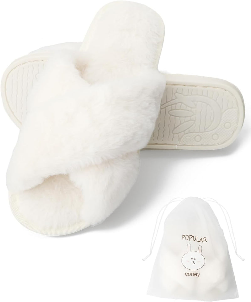 URbazaar Women‘s House Slippers Faux Fur Fashion Warm Shoes Woman Slippers Comfortable Home Furry Slippers,Lightweight Non Slip House Slippers For Cozy Indoor Outdoor