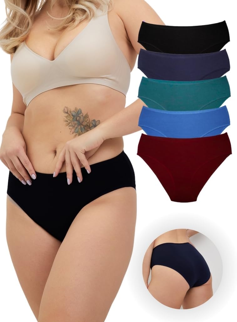 ALYA UNDERWEAR Premium Underwear for Women, Mid Rise Women’s Knickers, Breathable Organic Cotton Panties for Women, Comfortable Ladies Knickers