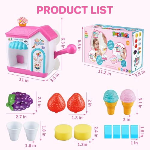Azonee Toddler Bath Toys - Interactive Baby Shower Toys, Bubble Ice Cream Maker Bath Toy, Toddler Bath Toys Age 2-4, Bathtub Bubble Machine, Toy for 3 4 5 6 7 8 Years Old Boys Girls
