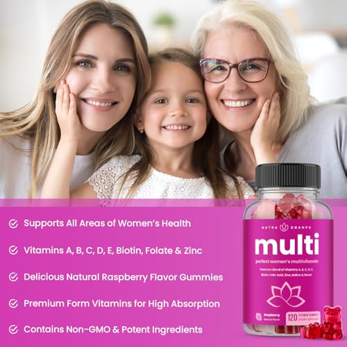 Women's Multivitamin Gummies | Vitamins A, B, C, D, E, Biotin, Folic Acid, Daily Multivitamin for Women, Berry | Chewable Women's Gummy Multivitamins | Bones, Brain, Heart, Immune & Energy Supplement