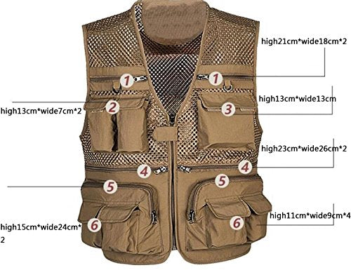Flygo mens Summer Lightweight Breathable Mesh Fishing Vest With Pockets mesh fishing vest