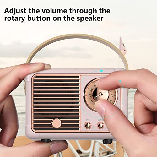 Baolira Retro Bluetooth Speaker, Portable Wireless Speaker with Crystal Clear Stereo Sound Rich Bass, Best Birthday Gifts Ideas for Women Teenage (Pink)