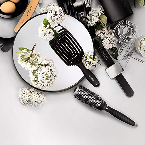 TB TOOLS FOR BEAUTY T4B LUSSONI Black Wide, Practical and Professional Hairdressing Hand Mirror 28 cm for Salons, Hairdressers, Beauticians, Women and Men