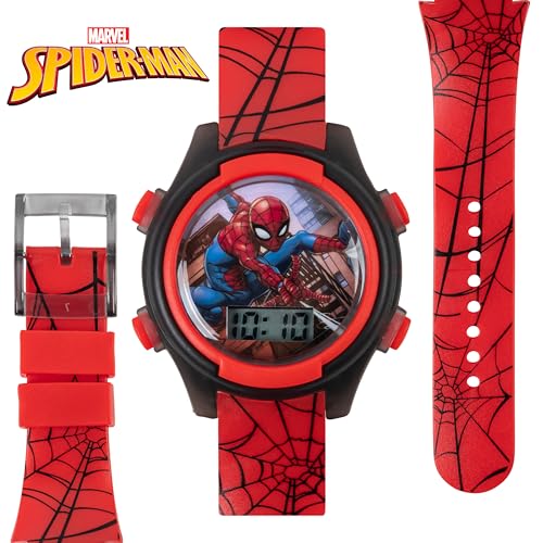 Marvel Spider-Man Kids Watches – Digital Display, Interactive Features, Adjustable Strap, Vibrant Spider-Man Graphics, Durable for Active Kids