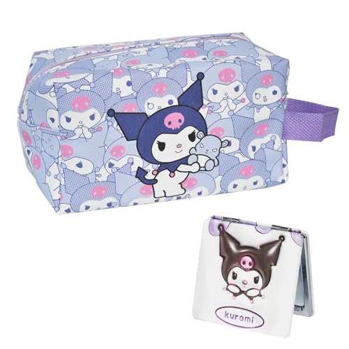 ENENSET Kumi Travel Cosmetic Bag, Large Capacity Cartoon Cosmetic Pouch Makeup Bag with Zipper, PU Travel Toiletry Bag Makeup Accessories Organizer