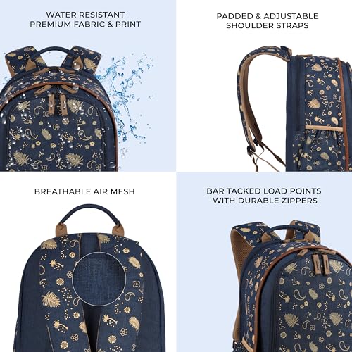 Gear Triumph Summer Print 26L Medium Water Resistant School Bag/College Bag/Daypack/Casual Backack for Girls/Boys/Men/Women (Blue-Beige)