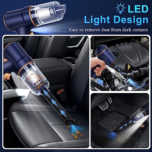 VorsiPro Handheld Vacuum Cordless, 8000Pa Car Vacuum Cleaner with LED Light, USB Rechargeable Portable Mini Vacuum with Suck and Blow for Car, Computer, Sewing Machine (A)
