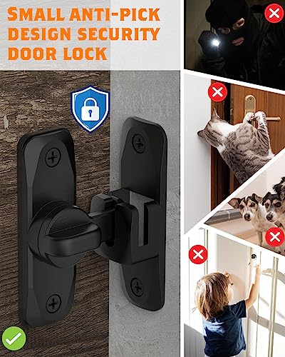 YogePote 90/180 Degree Barn Door Lock, Small Flip Gate Latches Hardware, Door Security Sliding Door Latch Lock fo Cabinets, Barn Door, Bathroom, Gardenr Doors (Black-2Pcs)
