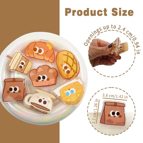 7 Packs Cute Bag Clips, Chip Clips, Funny Bag Clips For Food, Kitchen And Food Bag Clips, Small Food Bag Clip, Acrylic Air Tight Sealing Clips For Airtight Seal For Food Storage, Toast