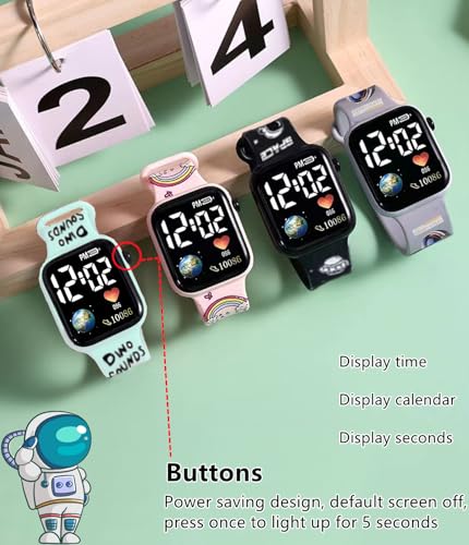Kids Digital Watches,Sports Life Waterproof LED Watche, Children's Cartoon Electronic Watches, Adjustable TPU Watches for Boys Girls Students Birthday & Holiday Gifts