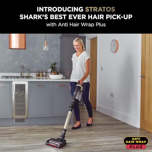 Shark Stratos Cordless Stick Vacuum Cleaner [IZ400UKT], with Anti Hair Wrap Plus & Clean Sense IQ, Pet Pro Model, Single Battery, Charcoal/Brass