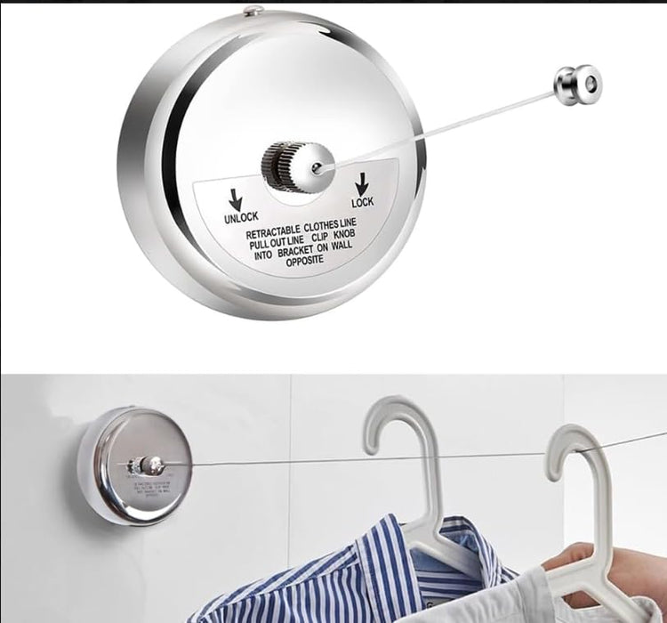 YARDHOBI Retractable Clothesline, 304 Stainless Steel Clothes Line Dryer with Heavy Duty Adjustable Stainless Steel Rope String for Hanging Drying Bathroom, Laundry, Hotel, Indoor and Outdoor (9ft)