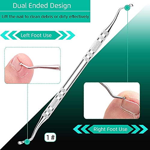 DELFINO Upgraded Ingrown Toenail Tool Ingrown Toenail File & Lifter, Podiatrist Nail Treatment Tools, Stainless Steel Surgery Grade, Manicure Pedicure Set, Thick Nail Clean, Pain Relief Kits