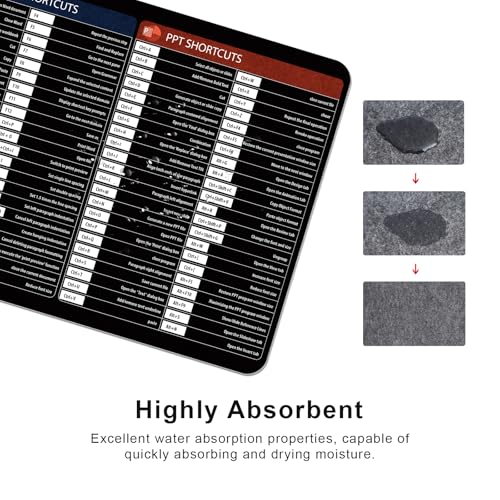 Adando Felt Desk Mat Mousepad: 90x40cm Felt Anti-Slip keyboard and Mouse Pad - Large Desk Pad with Office Shortcuts Pattern for Gaming, Office, Home - Fit for Desk Accessories, PC, Computer, Laptop