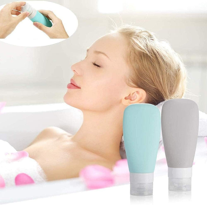 AMERTEER Portable Travel Bottles for Toiletries - TSA Carry On Approved Toiletries Containers, 90ml Leak Proof Squeezable Silicone Tubes, Refillable Liquid Containers for Shampoo, Body Lotion, etc