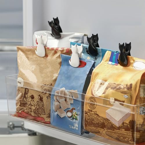 Bag Clips,Cat Snack Pouch Clamp - Reusable Small Chip Clips Set of 2 for Kitchen Refrigerator Pantry Food Bread Snack Sealing