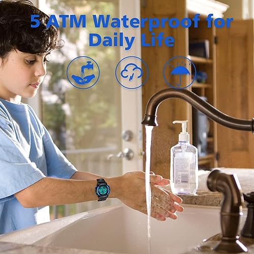 LBOYLOVE® Kids Watches for Boys Watch for 3-15 Year Old Boys, Digital Sport Outdoor Multifunctional Chronograph LED 50 M Waterproof Alarm Calendar Analog Watch for Children with Silicone Band
