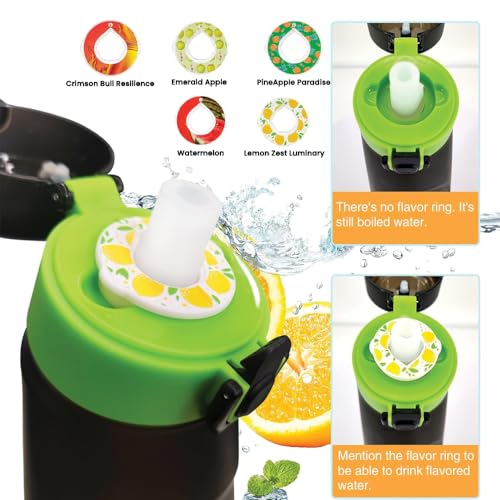 EHXAN Flavored Air Up Water Bottle 750 ML, 5 Flavor Air Up Pods Sports Water Bottle with Motivational Time Markers and Straw BPA-Free, for School Kids, Gym,Office,Outdoor (Black)