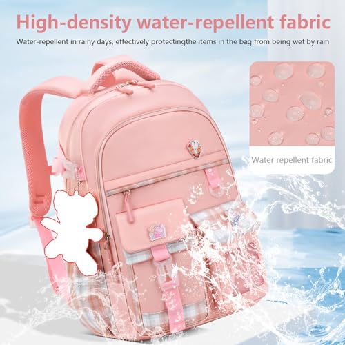 School Bags for Girls, Azonee Kawaii Large Capacity Kids Backpack, Ultralight Children's Backpacks, Cute Bookbag with Compartments for 6-15 Years Old