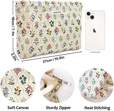 STARDW Flower Cosmetic Bags Makeup Bags for Women and Girls,Travel Makeup Bag Large Capacity Canvas Makeup Bag,Makeup Organizer Bag Zipper Pouch, Embossed pink, Large Capacity Aesthetic Makeup Bags