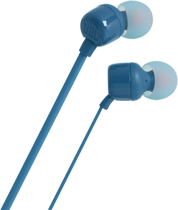 JBL Tune 110 Wired In-Ear Headphones, Deep and Powerful Pure Bass Sound, 1-Button Remote/Mic, Tangle-Free Flat Cable, Ultra Comfortable Fit - Black, JBLT110BLK