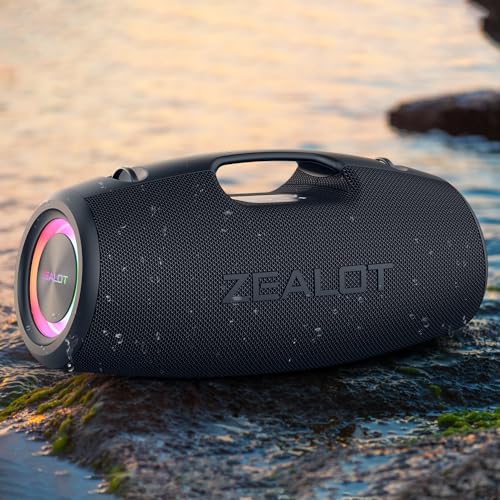 ZEALOT S78 Bluetooth Speaker, 120W Loud Bluetooth Box with Bass, IPX6 Waterproof, BoomBox with Light, Power Bank, Bluetooth 5.2, Outdoor Speaker,Large Speaker for Camping, Beach, Pool