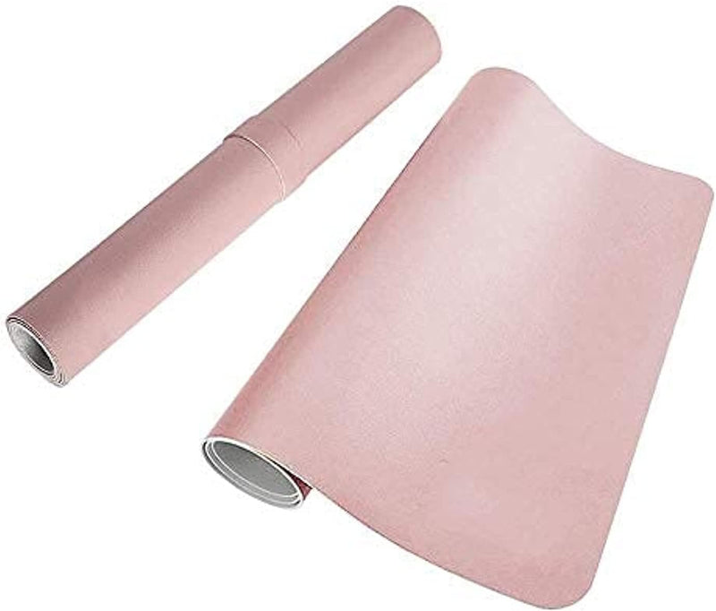 Bonshine Large Desk Pad, Non-Slip Pu Leather Desk Mouse Pad Waterproof Desk Pad Protector, Dual-Side Use Desk Writing Mat For Office Home, 80Cm X 40Cm (Pink&Silver)