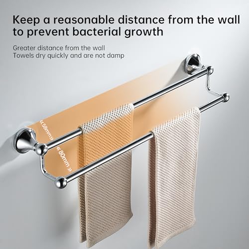BRIMIX Bath Towel Rack Wall Mounted Towel Bar Bathroom Hardware Accessories Towel Holder (Double)
