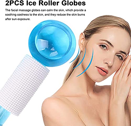 KASTWAVE Ice Roller Globes, Ice Race Massager, Facial Roller Cold Skin Massagers Crystal Glass Ball for Redness Soothing Face Wrinkle Remover Beauty Care Tool 2PCS