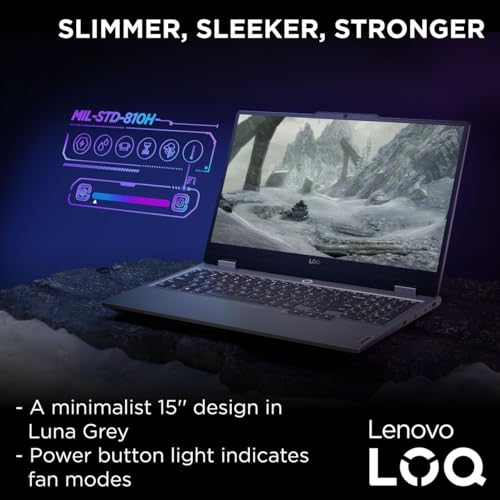 Lenovo LOQ 15IAX9 Gaming Laptop, 15.6"FHD 100% sRGB 144Hz Display, Intel i5-12450HX, 24GB RAM, 512GB SSD, NVIDIA RTX 3050 6GB, Backlit Eng-Arb, Win11, Luna Grey [83GS0095AX]